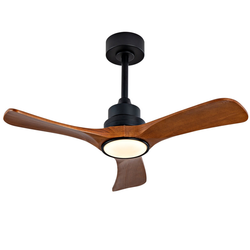 Nouveau ventilateur de plafond de 36 pouces avec télécommande à 6 vitesses à trois pales en bois noir réversible avec moteur à courant continu, idéal pour les chambres à coucher