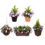 Artificial Rattan Window Box with Petunias & Green Grasses & Foliage-2071352183