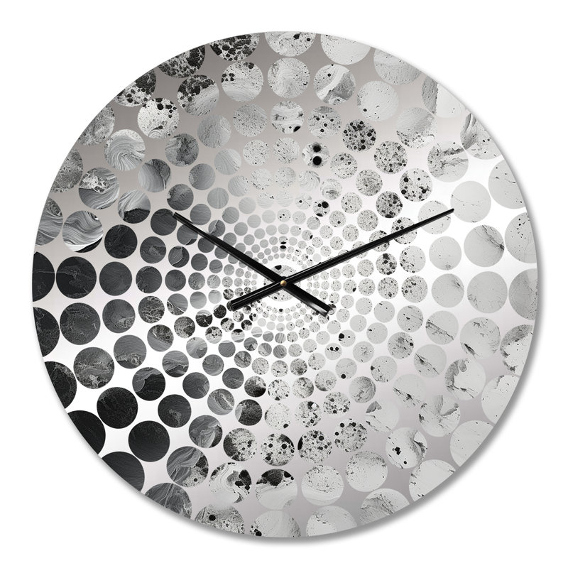 Horloge murale abstraite crème et noir liquide I, Petit
