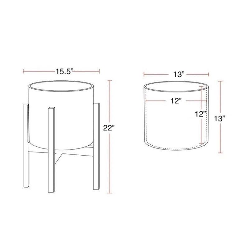 Pot à fleur d'intérieur en céramique Surles, Terre cuite, H 21 po x l 16 po x P 16 po