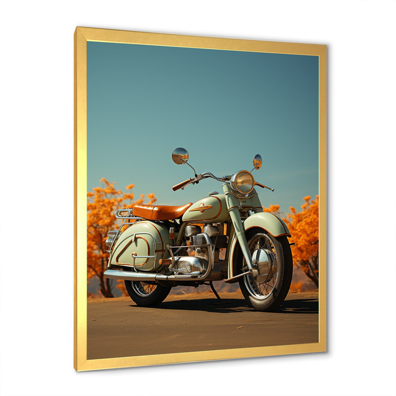 " Retro Cruiser Motorcycle ", Gold Single Picture Framed, 40" H x 30" W x 1.5" D