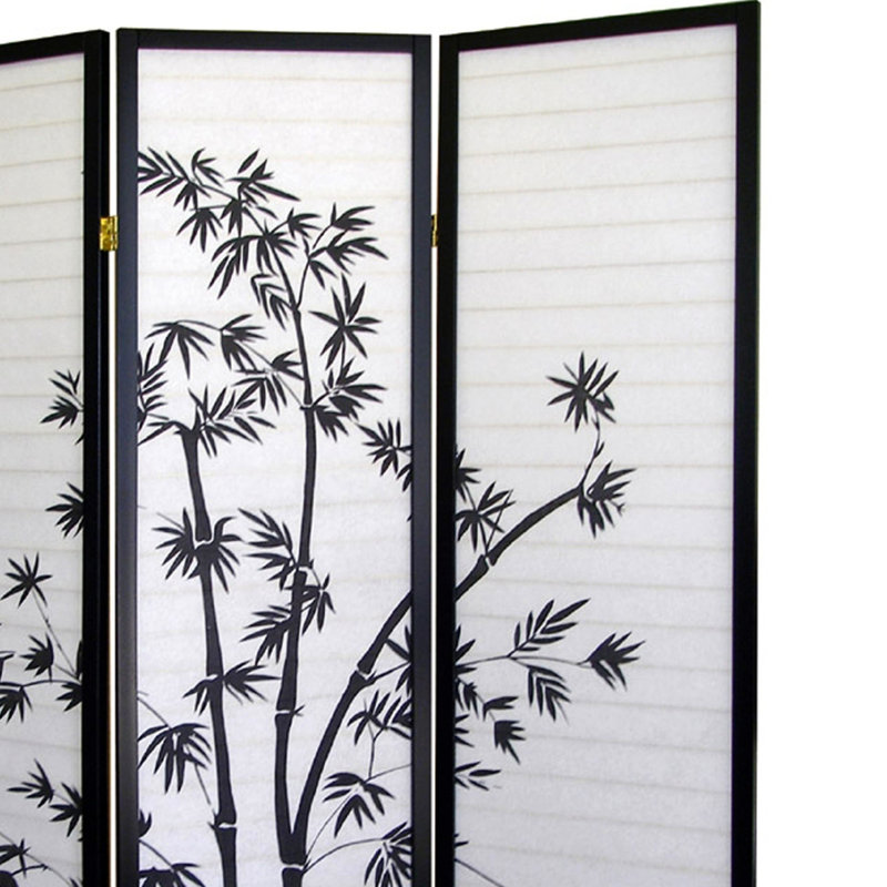 Paravent 3 pièces de 178 cm de haut avec silhouette et ton noir - Délimite les espaces, ajoute une touche d'originalité, se plie facilement lorsqu'il n'est pas utilisé - Design ombragé, crée des zones séparées, esthétique et pratique pour le rangement