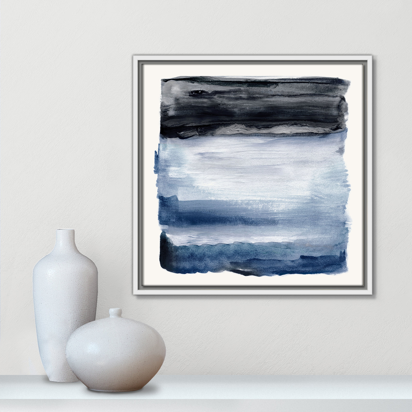 Navy Sky I Print by Nan, White, 17.5" H x 17.5" W