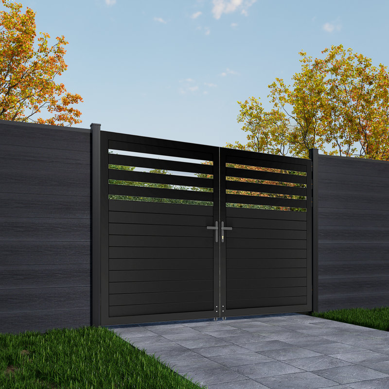 Barrière semi-intime en aluminium, double barrière de jardin (sans les poteaux), H 6 pi x l 10 pi, Semi-intimité