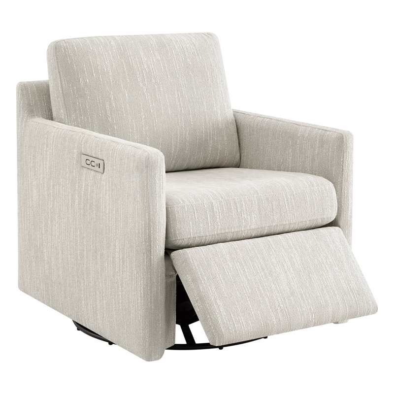 Bradner 29.5'' W Swivel Power With USB, Snow Performance Textured Weave