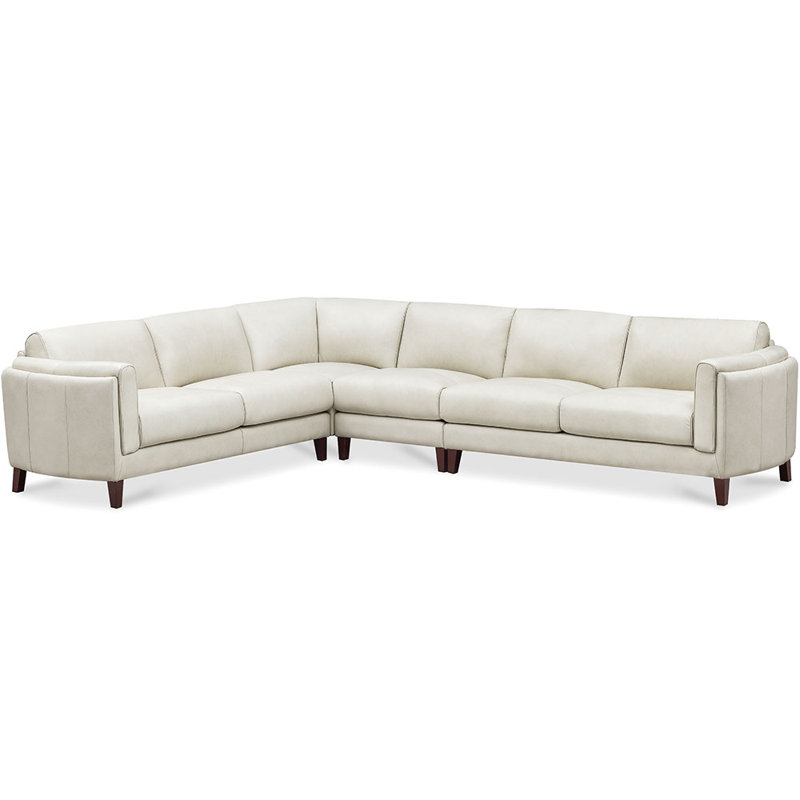 Natchez L-shaped Leather Sectional, Ivory Genuine Leather