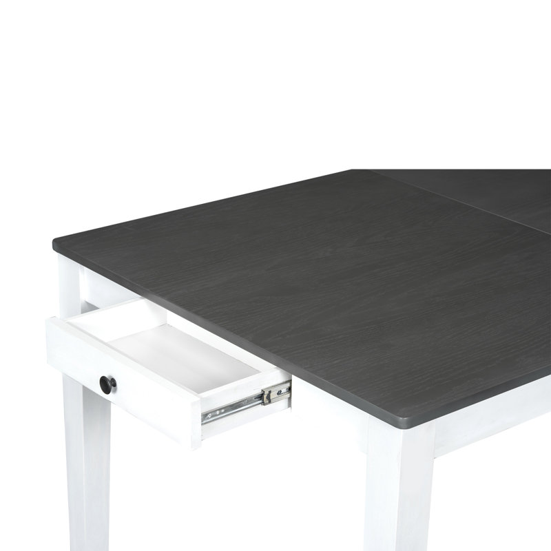 Ensemble de table de salle à manger extensible 78,1 pouces Rustic 7 pièces avec rallonge amovible de 18 pouces, 6 chaises de salle à manger rembourrées, 2 tiroirs intégrés