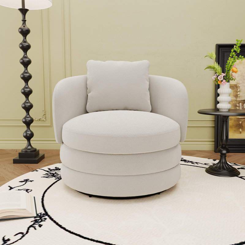 Fauteuil d'appoint en tonneau chenille 30 po, Beige