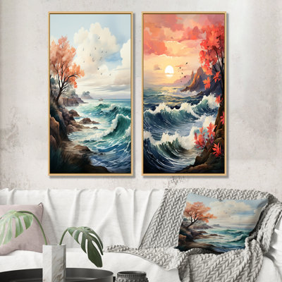 Paysage marin, capture de l'esprit côtier I - ensemble de 2 reproductions d'art sur toile