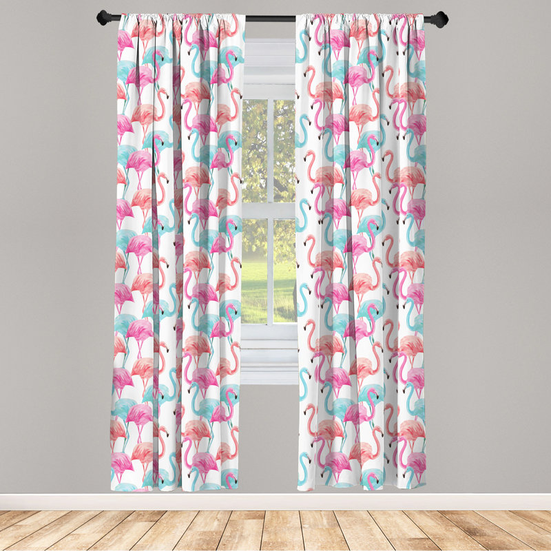 Watercolor Semi-Sheer Rod Pocket Curtain Panels, 28" x 63"