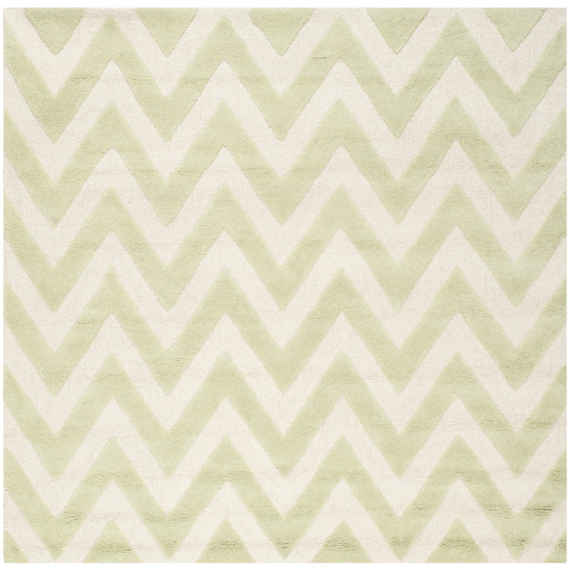 Sanyla Hand Tufted Wool Chevron Rug, Square 6'