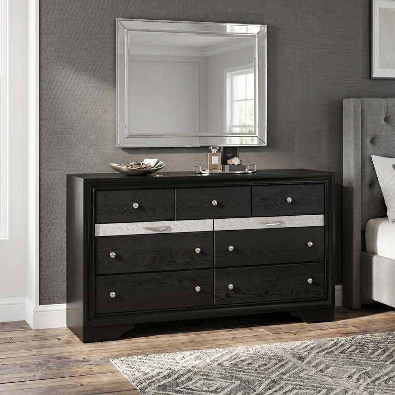 Sana 63"W 9-Drawer Dresser with Hidden Jewelry Storage, Black
