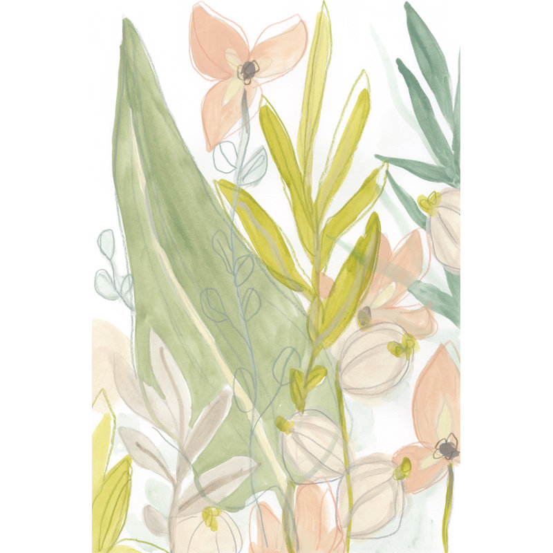 Island Flora I by June Erica Vess - Painting on Canvas, 30cm H x 20cm W, Wrapped Canvas