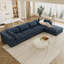 Canapé 157,5 po en velours côtelé bleu 157,6 po pour différents espaces, conception à deux couches, coussin amovible, sans assemblage, modulaire, siège confortable rembourré de plumes, doux avec une éponge, haute densité