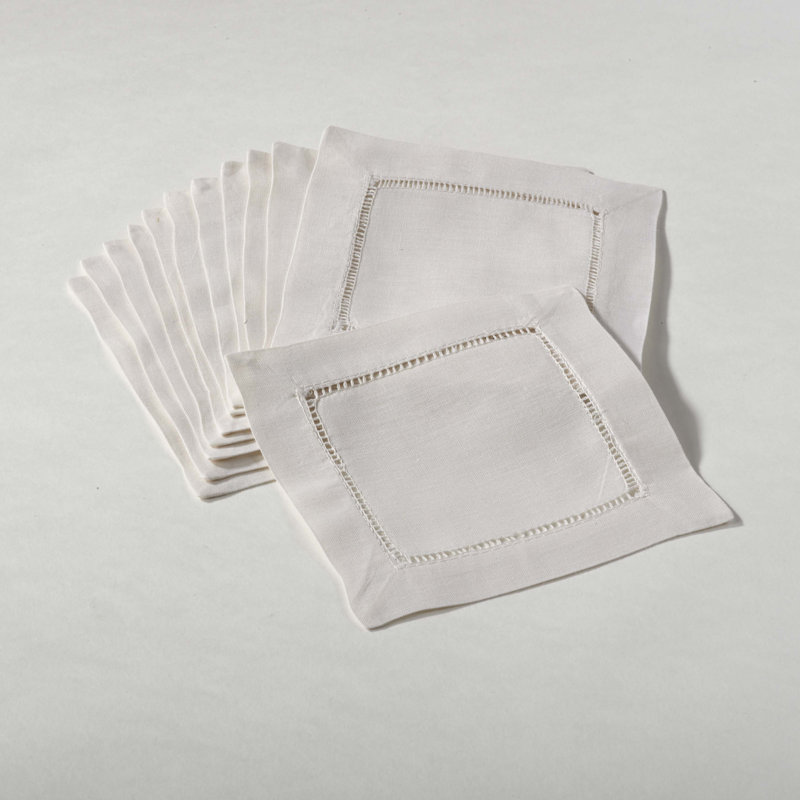 Gelder Cocktail 6" Linen/Cotton Napkin Set, Ecru
