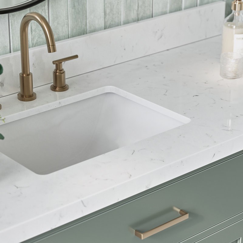 Base de meuble-lavabo simple 60 po Osoria, Laiton satiné, Vert rétro