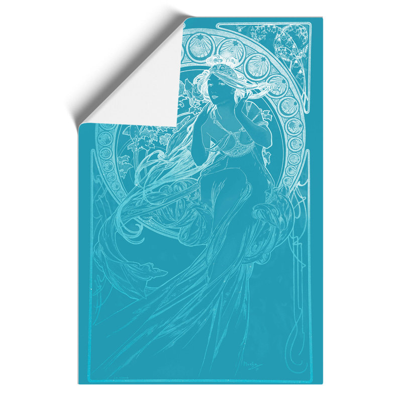 Mucha in Blue by Alphonse Mucha - Unframed Painting, 30cm H x 21cm W x 0.1cm D