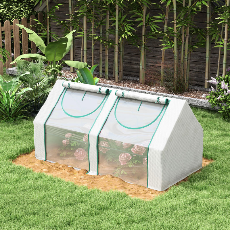 Serre transparente 6 pi x 3 pi, acier, 2 housses en PE / plastique, fenêtres pour utilisation dans une serre portative de jardin 3 pi, transparent, housses et multi-usages