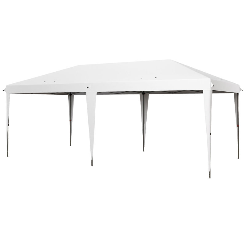 Outsunny 10' X 19.2' Pop Up Canopy Tent, White, 106.3" H x 230.3" W x 116.3" D