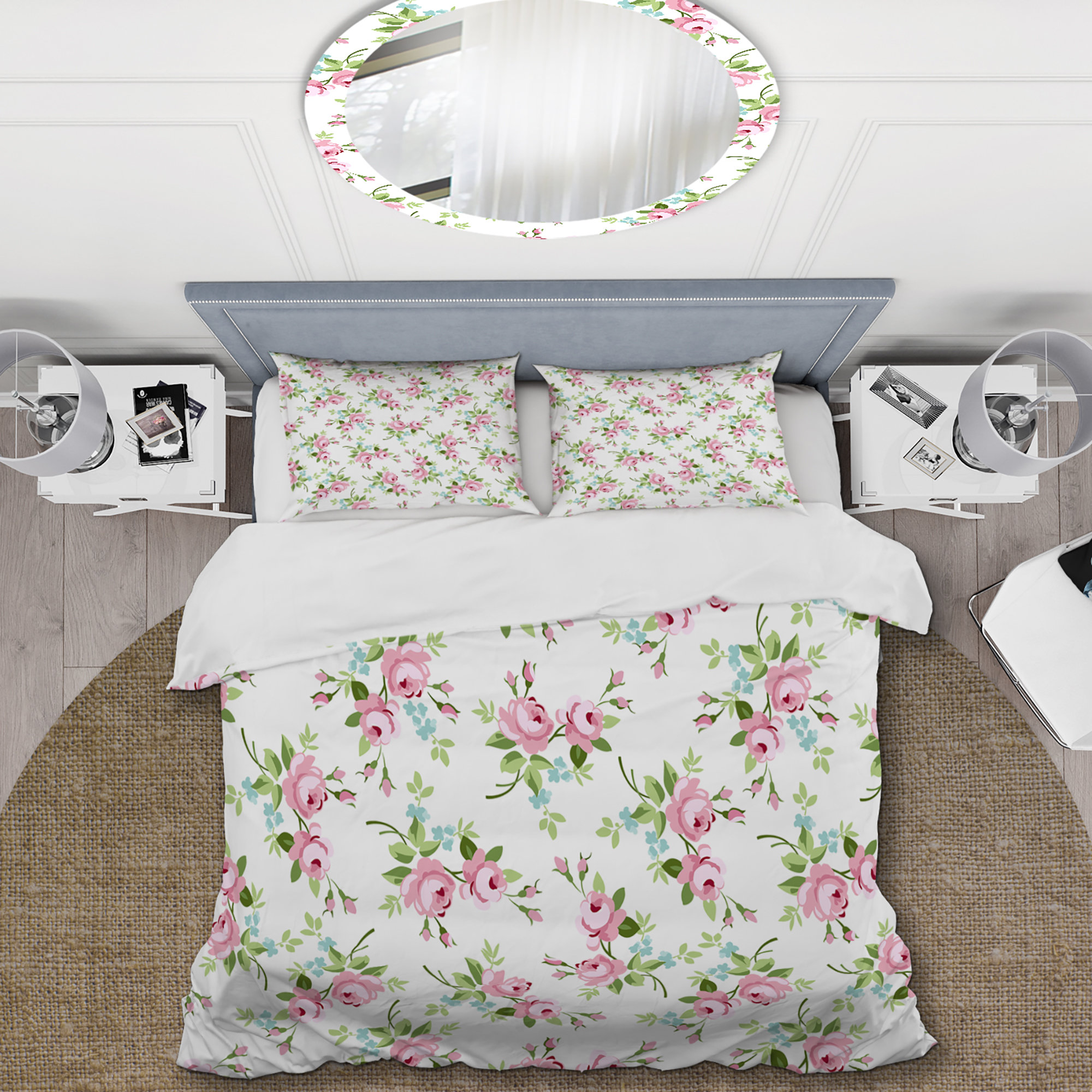 Dessus De Couette Patchwork Fait Main – Rose, Vert Menthe Et Blanc – 61 Cm – USA