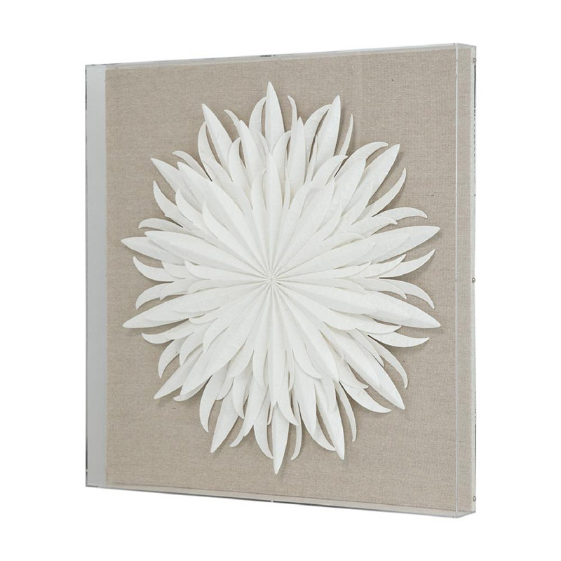 Décoration murale fleur en papier 3-D - l 24 po x L 2 po x H 24 po - blanc / beige