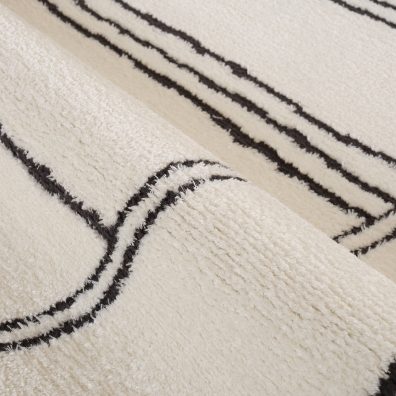 Cherle Moraccan White Power-Loom Area Rug, Rectangle 2' x 3'