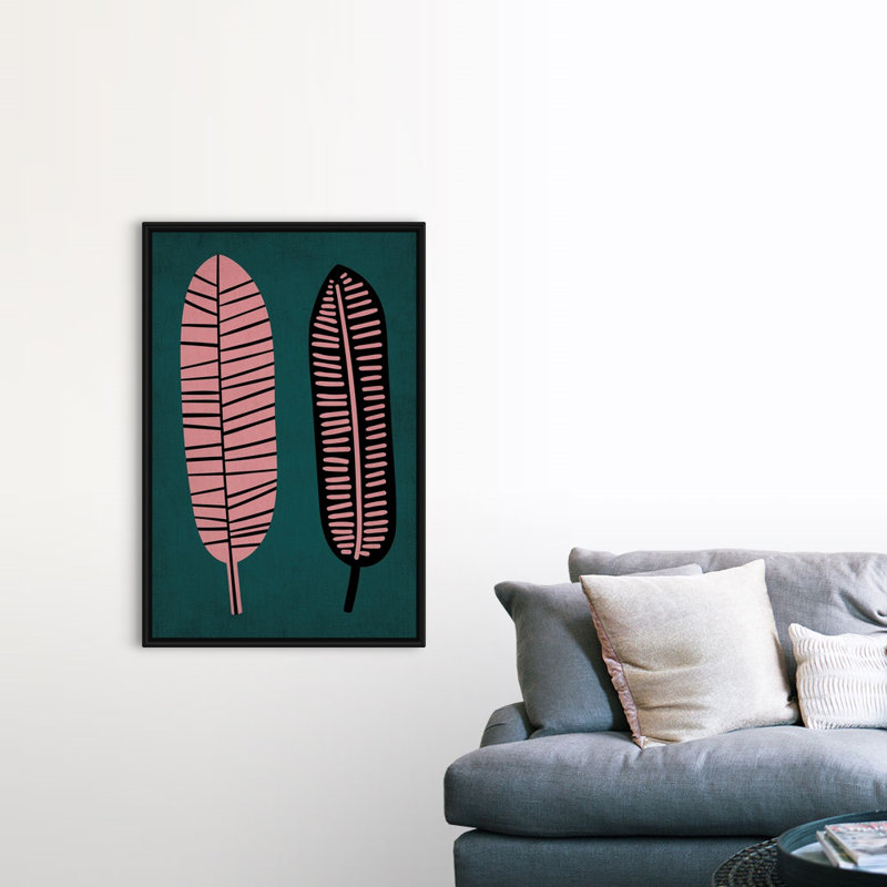 «Two Leafs», art mural sur toile, Toile encadrée noire, H 50 po x l 34 po