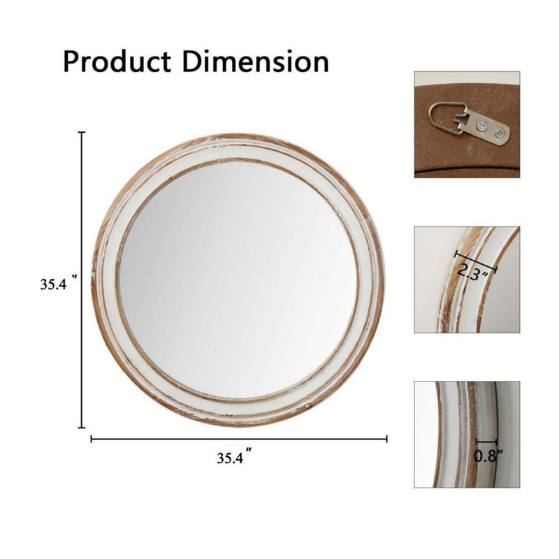 Farmhouse Wall Mirror, 35.43" x 35.43"