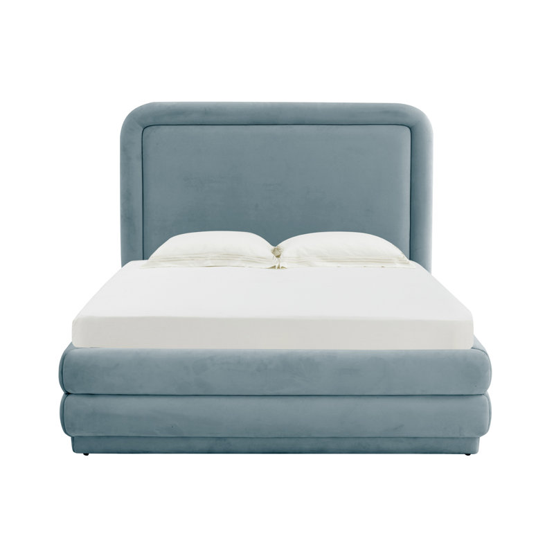 Upholstered Platform Bed, King, Bluestone
