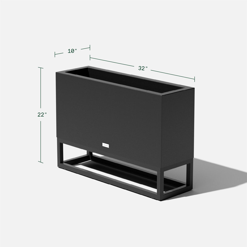 Veradek Block Series Raised Long Box Planter, Black, 22" H x 10" W x 32" D