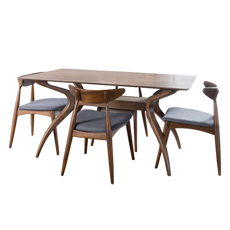 Chesaning 4 - Person Four Leg Dining Set, Charcoal, Walnut