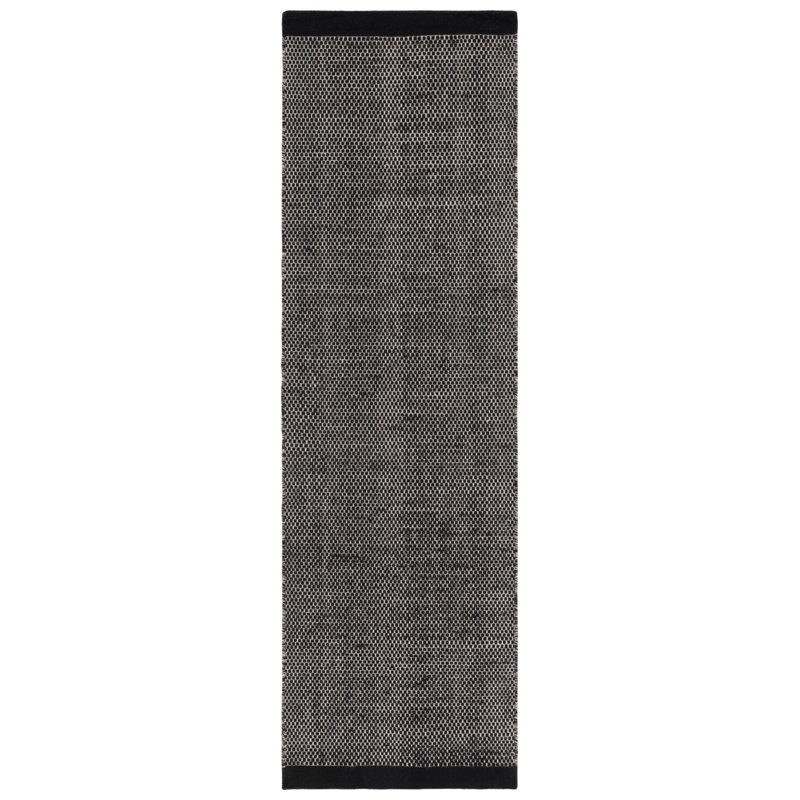 Trellis Hand Woven Wool/Cotton Solid Color Rug in Black, Rectangle 2'3" x 5'