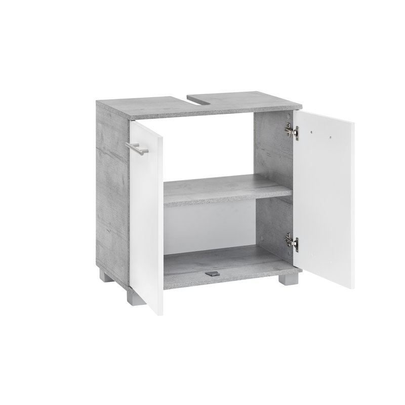 Foolke 59.8cm Single Bathroom Vanity Base Only, Stone Grey/White Matt