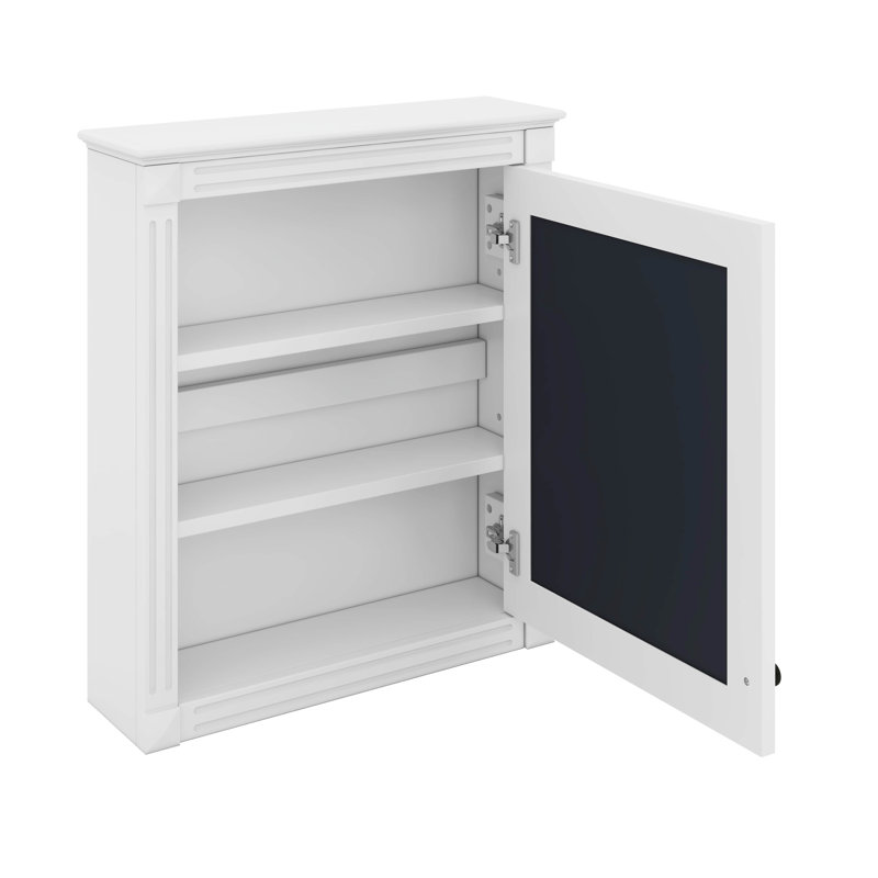 Armoire de rangement de salle de bain murale avec miroir, armoire à pharmacie avec tablette réglable en hauteur, Blanc