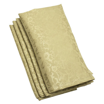 Gold Holiday Damask Cloth Napkins, Set Of 12