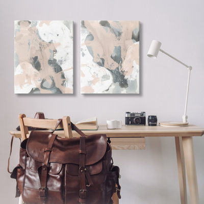 "Beige Splash", ensemble de 2 toiles murales par June Erica Vess