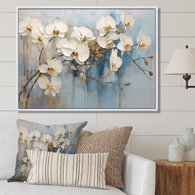 Élégance florale beige et or sur toile