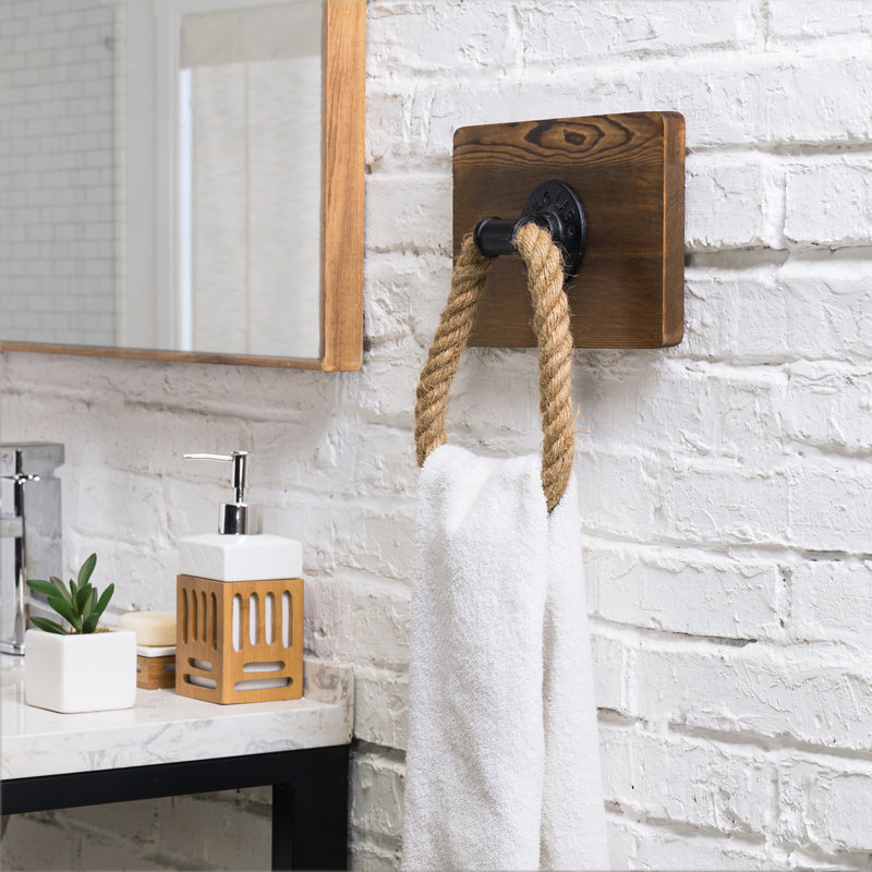 Wall Mounted Rope Towel Ring, Brown