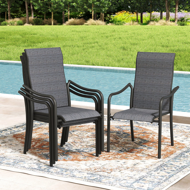 Fauteuils de salle à manger d'extérieur empilables, Gris