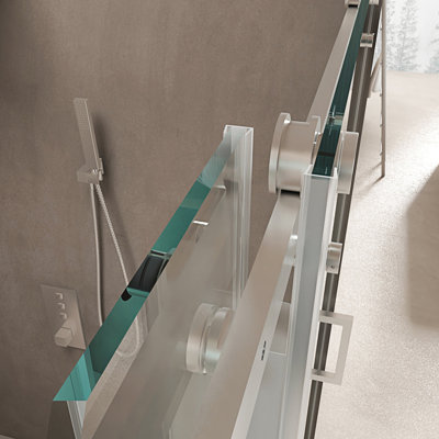Porte de douche sans cadre, porte de douche coulissante et cabine de douche en verre trempé de l 56 po à l 70 po x H 70 po
