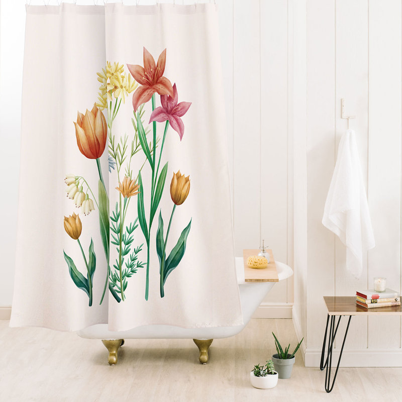 Rideau de douche Ninola Design, Beige / vert floral