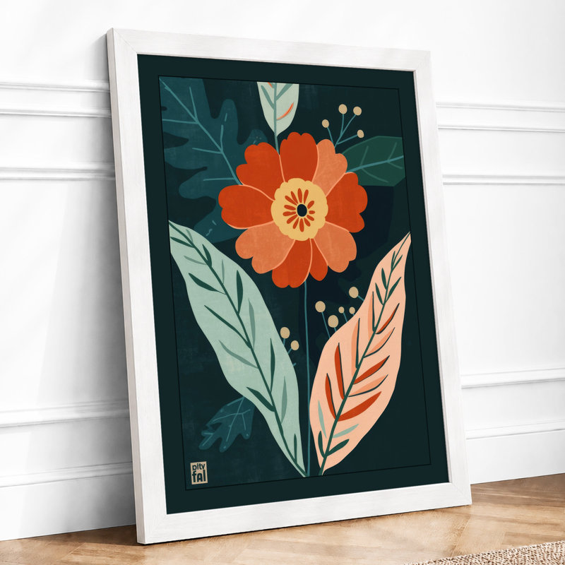 Central Bloom Botanical - Framed Print, A2 - 59.4 x 42.0 cm, White