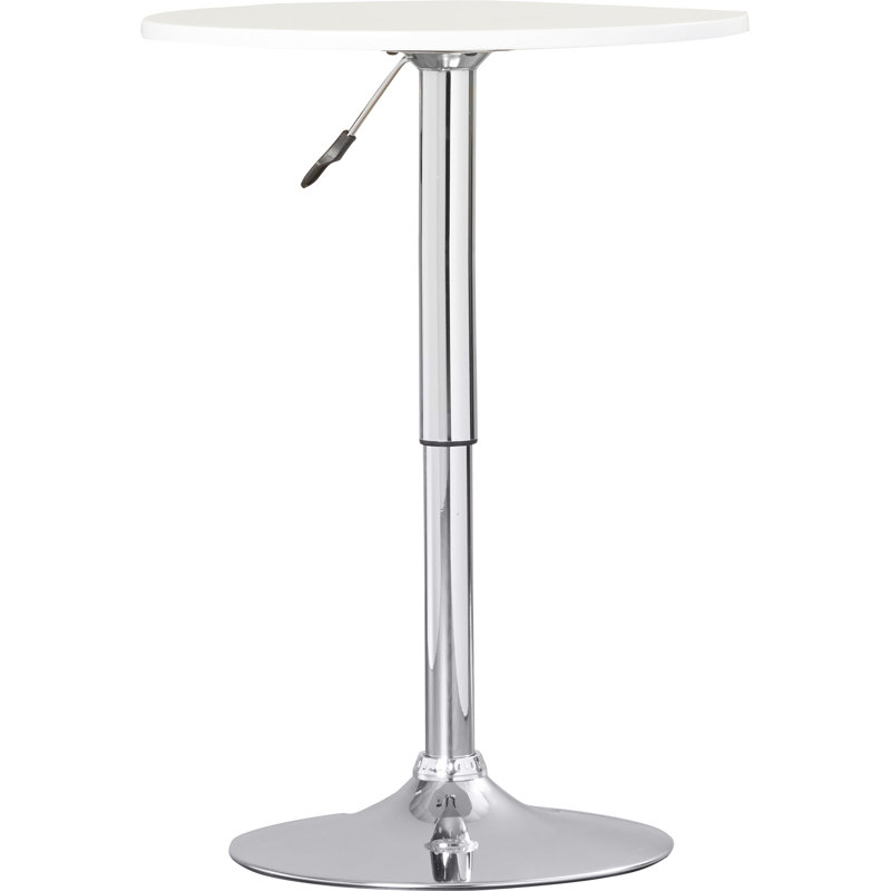 Aminia Height Adjustable (34"-42") Pedestal Pub Table, White