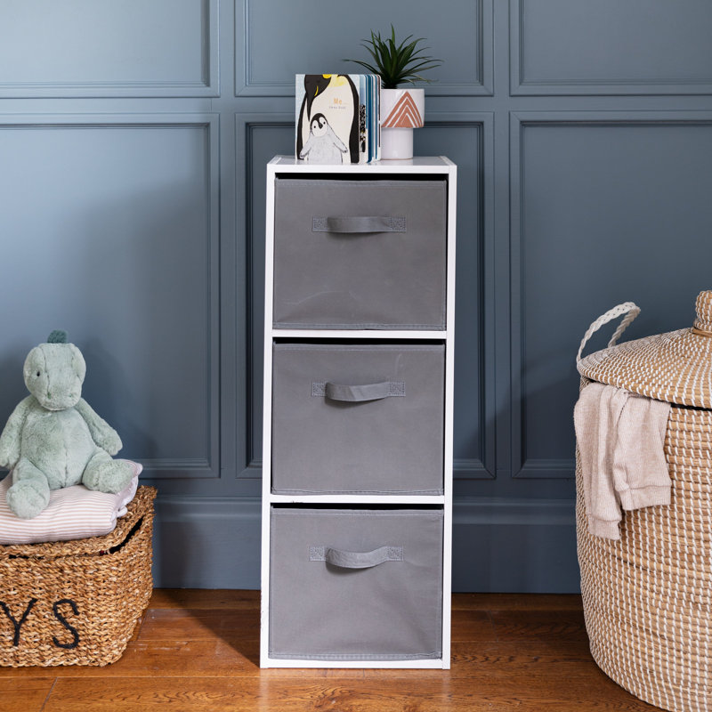 Northville 80cm H x 30cm W Cube Bookcase, (3 Shelves) 80cm H x 30cm W x 23.5cm D, Grey