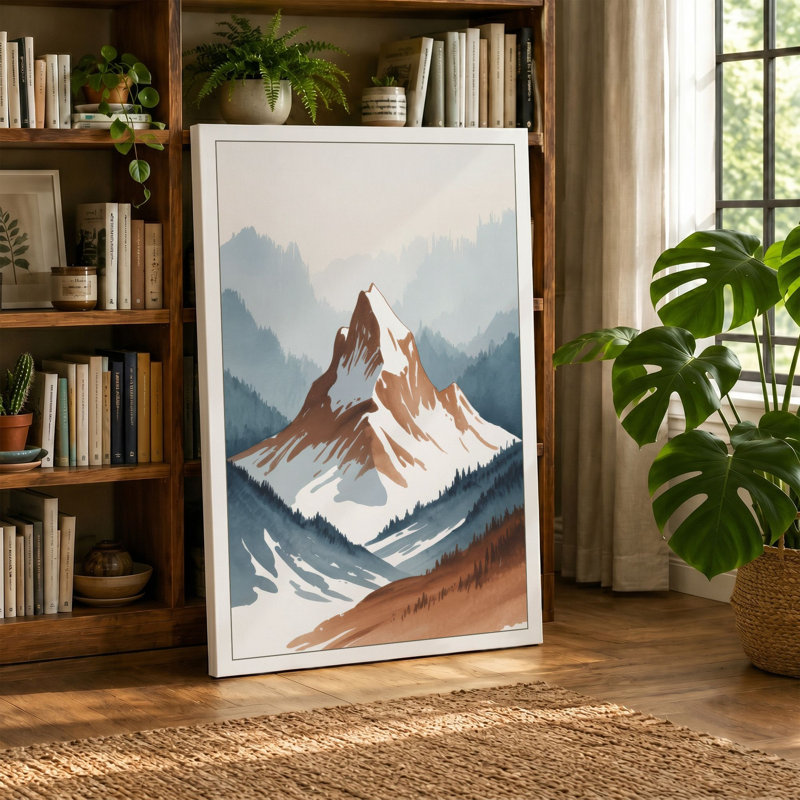 Mountain at Dusk Scandinavian - Wrapped Canvas, 18x12 - 45.7 x 30.5 cm, White Border