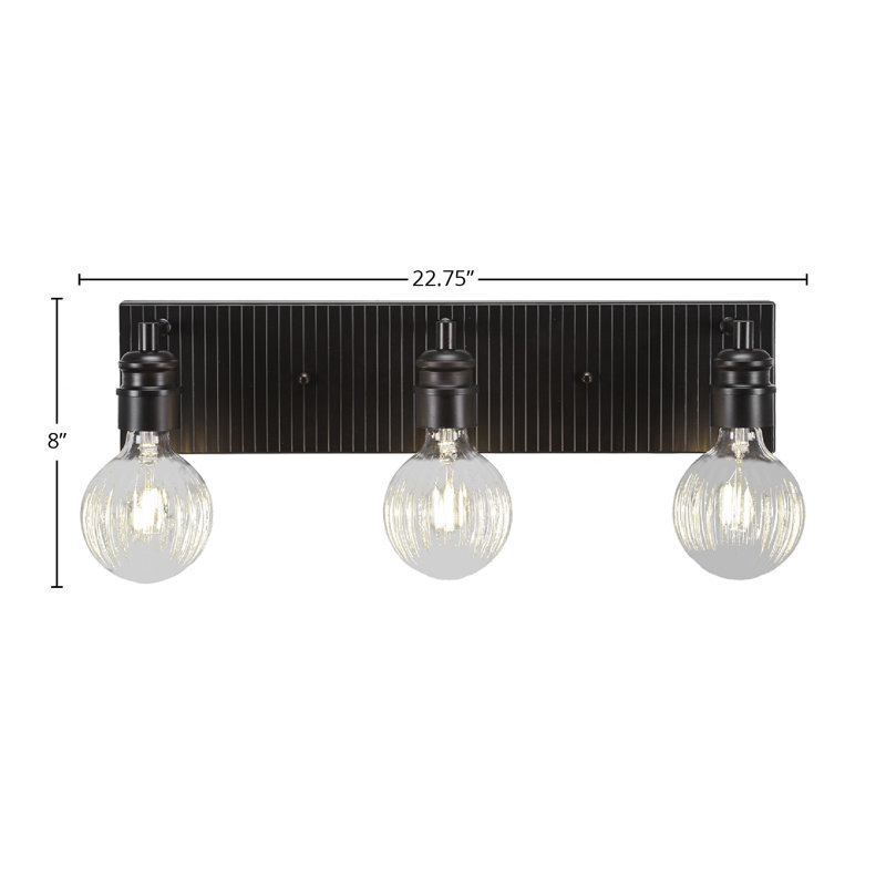 Barre d'éclairage de salle de bain 3 lumières Haecker au fini espresso avec ampoules DEL de 4 watts