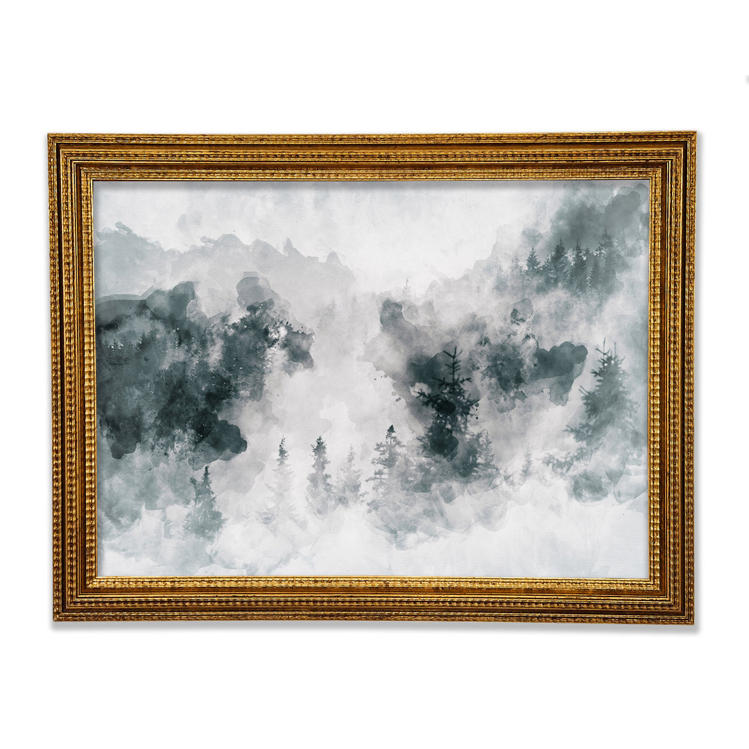 Gerahmtes Leinwandbild Watercolour Grey Forest