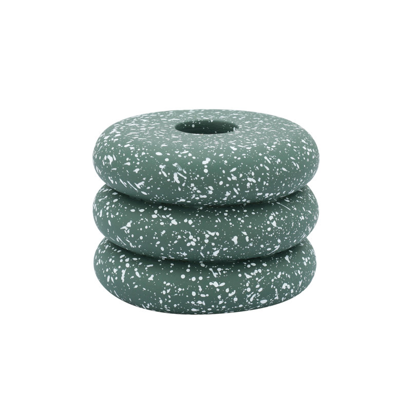 Gabby Speckled Green Stacked Candleholder, Green