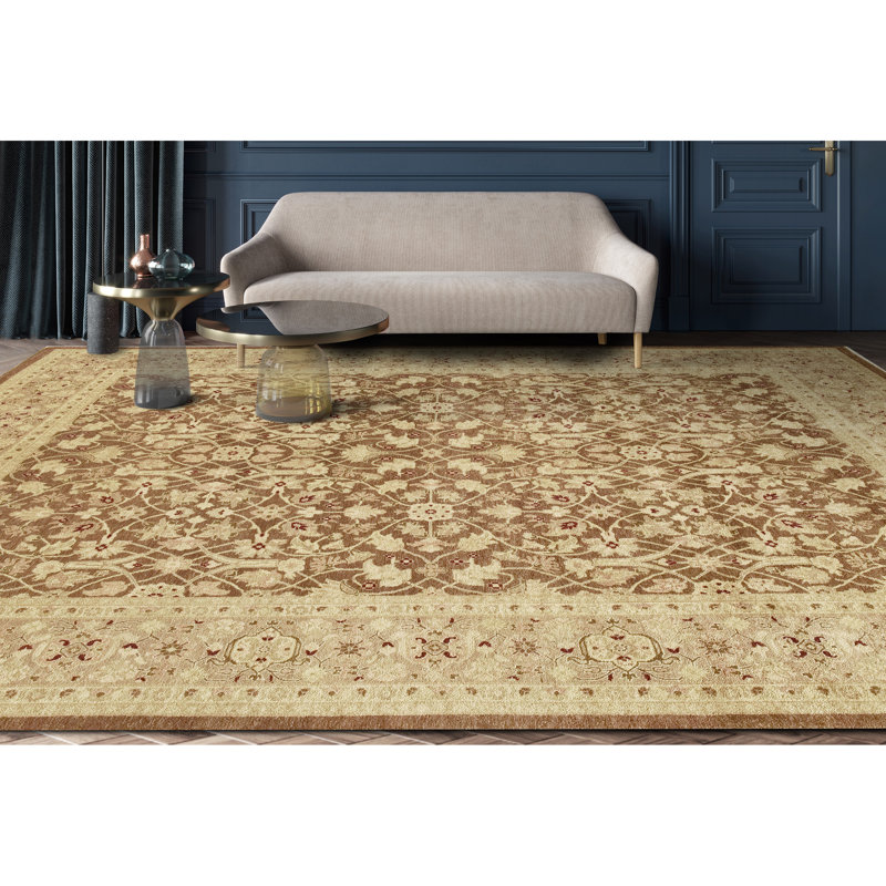 Wool Oriental Area Rug in Chocolate/Fawn, Rectangle 9' x 12'