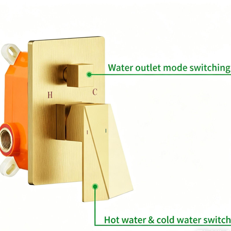 Rain Shower System Brushed Gold, Tub Shower Faucet Set 10 Inch Square Rainfall Shower Head With Handheld Sprayer And Waterfall Tub Spout Pressure Balance